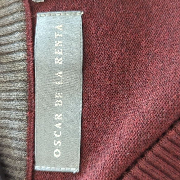 Oscar De La Renta Men's 100% Cotton Sweater Vest Burgundy Diamond Size L - Picture 8 of 11